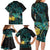 New Zealand Fantail Bird Family Matching Long Sleeve Bodycon Dress and Hawaiian Shirt Maori Piwakawaka Kowhai - Paua Shell Pattern