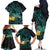 New Zealand Fantail Bird Family Matching Off The Shoulder Long Sleeve Dress and Hawaiian Shirt Maori Piwakawaka Kowhai - Paua Shell Pattern