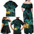 New Zealand Fantail Bird Family Matching Off Shoulder Maxi Dress and Hawaiian Shirt Maori Piwakawaka Kowhai - Paua Shell Pattern