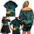 New Zealand Fantail Bird Family Matching Off Shoulder Short Dress and Hawaiian Shirt Maori Piwakawaka Kowhai - Paua Shell Pattern