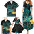 New Zealand Fantail Bird Family Matching Summer Maxi Dress and Hawaiian Shirt Maori Piwakawaka Kowhai - Paua Shell Pattern