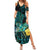 New Zealand Fantail Bird Family Matching Summer Maxi Dress and Hawaiian Shirt Maori Piwakawaka Kowhai - Paua Shell Pattern