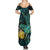 New Zealand Fantail Bird Family Matching Summer Maxi Dress and Hawaiian Shirt Maori Piwakawaka Kowhai - Paua Shell Pattern