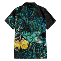 New Zealand Fantail Bird Family Matching Tank Maxi Dress and Hawaiian Shirt Maori Piwakawaka Kowhai - Paua Shell Pattern