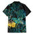 New Zealand Fantail Bird Family Matching Tank Maxi Dress and Hawaiian Shirt Maori Piwakawaka Kowhai - Paua Shell Pattern