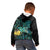 New Zealand Fantail Bird Kid Hoodie Maori Piwakawaka Kowhai - Paua Shell Pattern