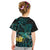 New Zealand Fantail Bird Kid T Shirt Maori Piwakawaka Kowhai - Paua Shell Pattern