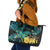 New Zealand Fantail Bird Leather Tote Bag Maori Piwakawaka Kowhai - Paua Shell Pattern