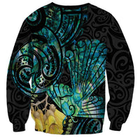 New Zealand Fantail Bird Sweatshirt Maori Piwakawaka Kowhai - Paua Shell Pattern LT14 - Polynesian Pride