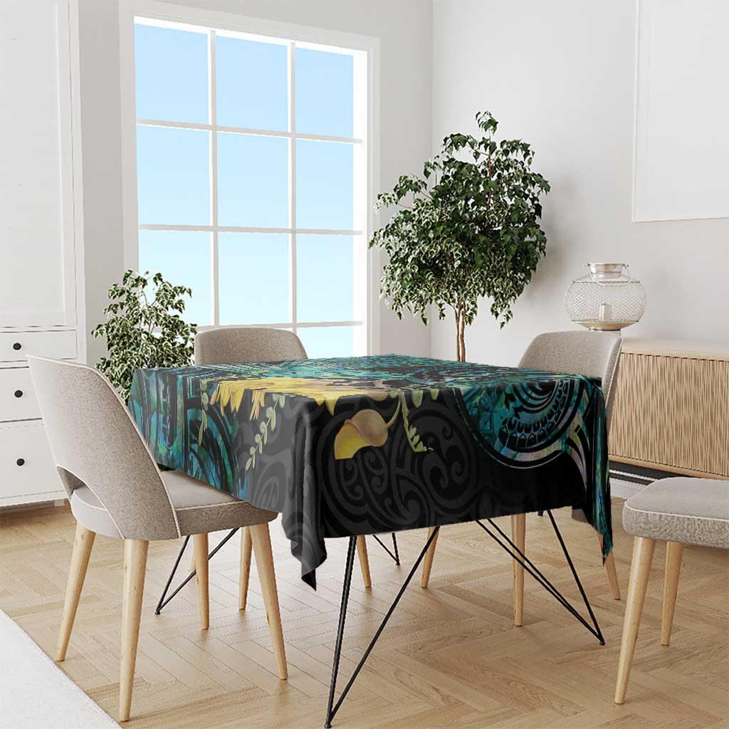 New Zealand Fantail Bird Tablecloth Maori Piwakawaka Kowhai - Paua Shell Pattern LT14 - Polynesian Pride