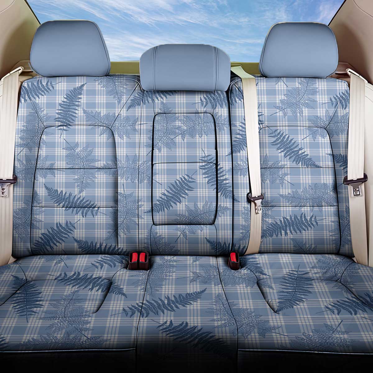 Blue Palaka Hawaii Palapalai Back Car Seat Cover Hawaiian Fern LT14 One Size Blue - Polynesian Pride