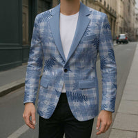 Blue Palaka Hawaii Palapalai Blazer Hawaiian Fern - Polynesian Pride