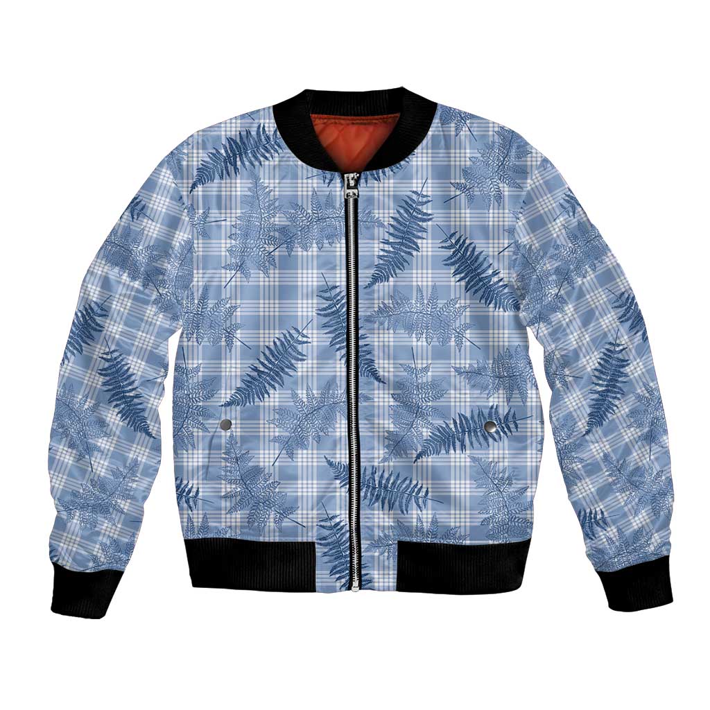 Blue Palaka Hawaii Palapalai Bomber Jacket Hawaiian Fern - Polynesian Pride