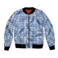 Blue Palaka Hawaii Palapalai Bomber Jacket Hawaiian Fern LT14 Unisex Blue - Polynesian Pride