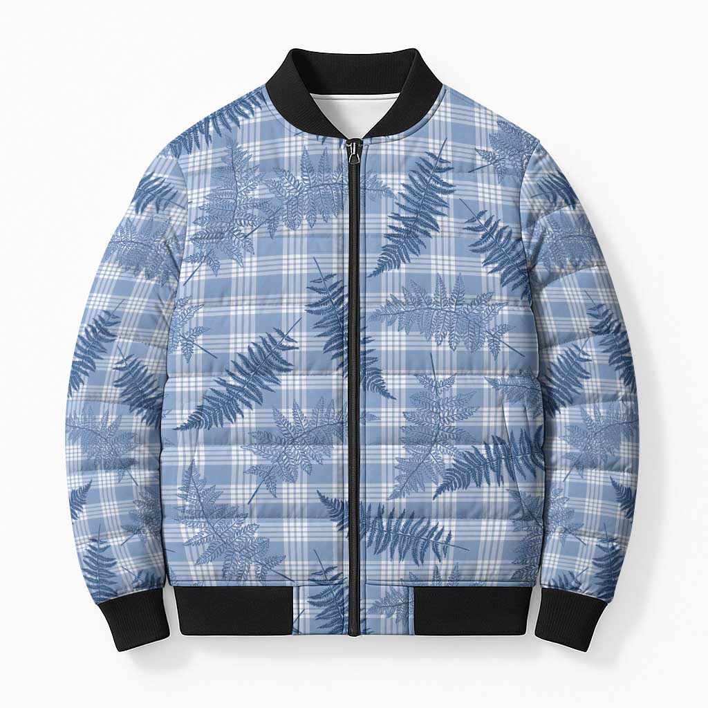 Blue Palaka Hawaii Palapalai Bomber Puffer Jacket Hawaiian Fern LT14 Unisex Blue - Polynesian Pride