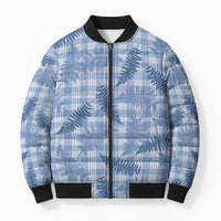 Blue Palaka Hawaii Palapalai Bomber Puffer Jacket Hawaiian Fern LT14 Unisex Blue - Polynesian Pride