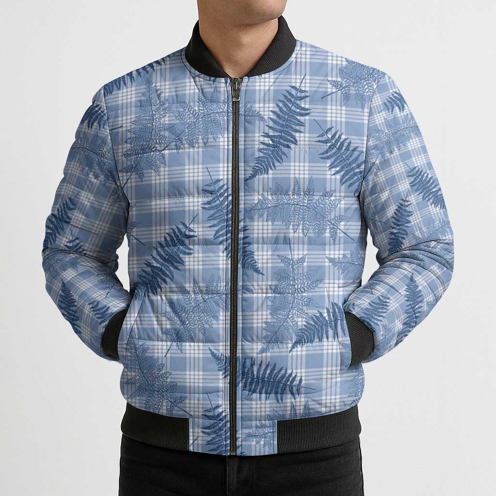 Blue Palaka Hawaii Palapalai Bomber Puffer Jacket Hawaiian Fern LT14 - Polynesian Pride