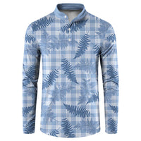 Blue Palaka Hawaii Palapalai Button Sweatshirt Hawaiian Fern LT14 Blue - Polynesian Pride