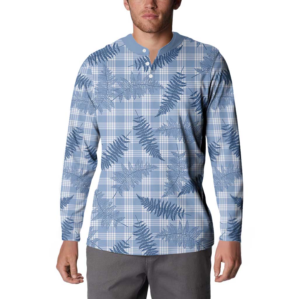Blue Palaka Hawaii Palapalai Button Sweatshirt Hawaiian Fern LT14 - Polynesian Pride