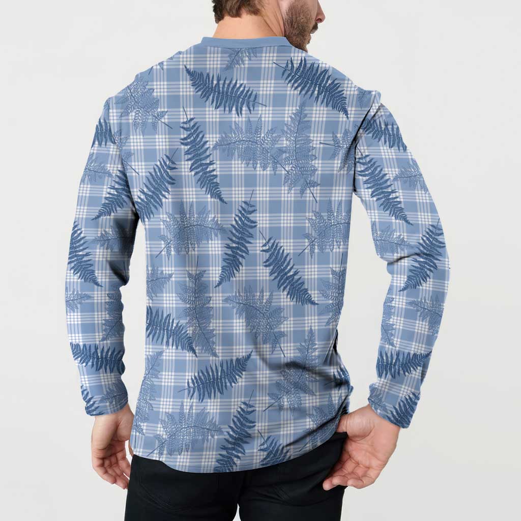 Blue Palaka Hawaii Palapalai Button Sweatshirt Hawaiian Fern LT14 - Polynesian Pride
