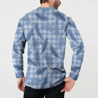 Blue Palaka Hawaii Palapalai Button Sweatshirt Hawaiian Fern LT14 - Polynesian Pride