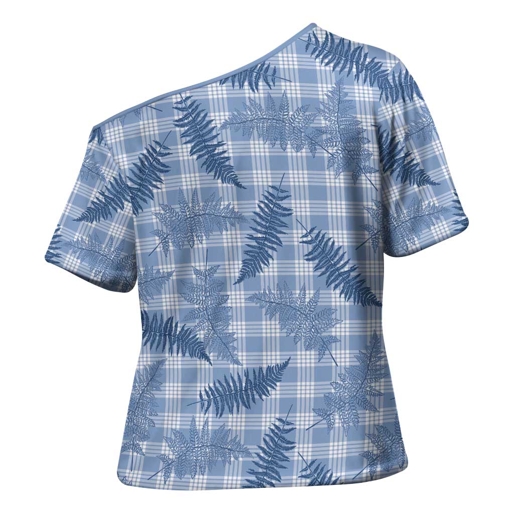 Blue Palaka Hawaii Palapalai Cross Shoulder Shirt Hawaiian Fern LT14 - Polynesian Pride