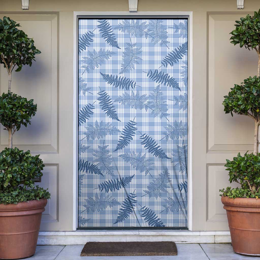 Blue Palaka Hawaii Palapalai Door Cover Hawaiian Fern LT14 Blue - Polynesian Pride