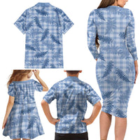 Blue Palaka Hawaii Palapalai Family Matching Long Sleeve Bodycon Dress and Hawaiian Shirt Hawaiian Fern - Polynesian Pride