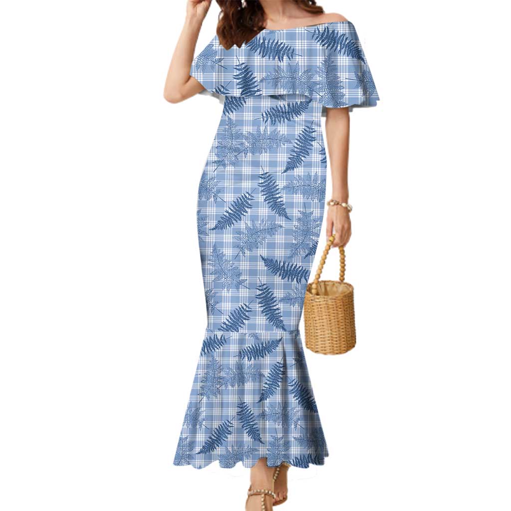 Blue Palaka Hawaii Palapalai Family Matching Mermaid Dress and Hawaiian Shirt Hawaiian Fern - Polynesian Pride
