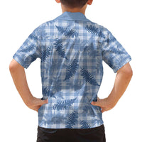 Blue Palaka Hawaii Palapalai Family Matching Off The Shoulder Long Sleeve Dress and Hawaiian Shirt Hawaiian Fern - Polynesian Pride