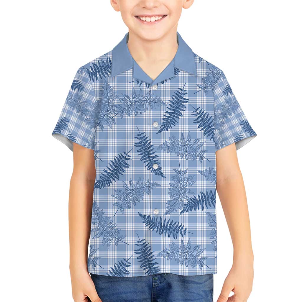 Blue Palaka Hawaii Palapalai Family Matching Off Shoulder Maxi Dress and Hawaiian Shirt Hawaiian Fern - Polynesian Pride