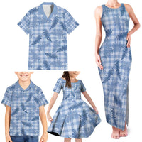 Blue Palaka Hawaii Palapalai Family Matching Tank Maxi Dress and Hawaiian Shirt Hawaiian Fern - Polynesian Pride