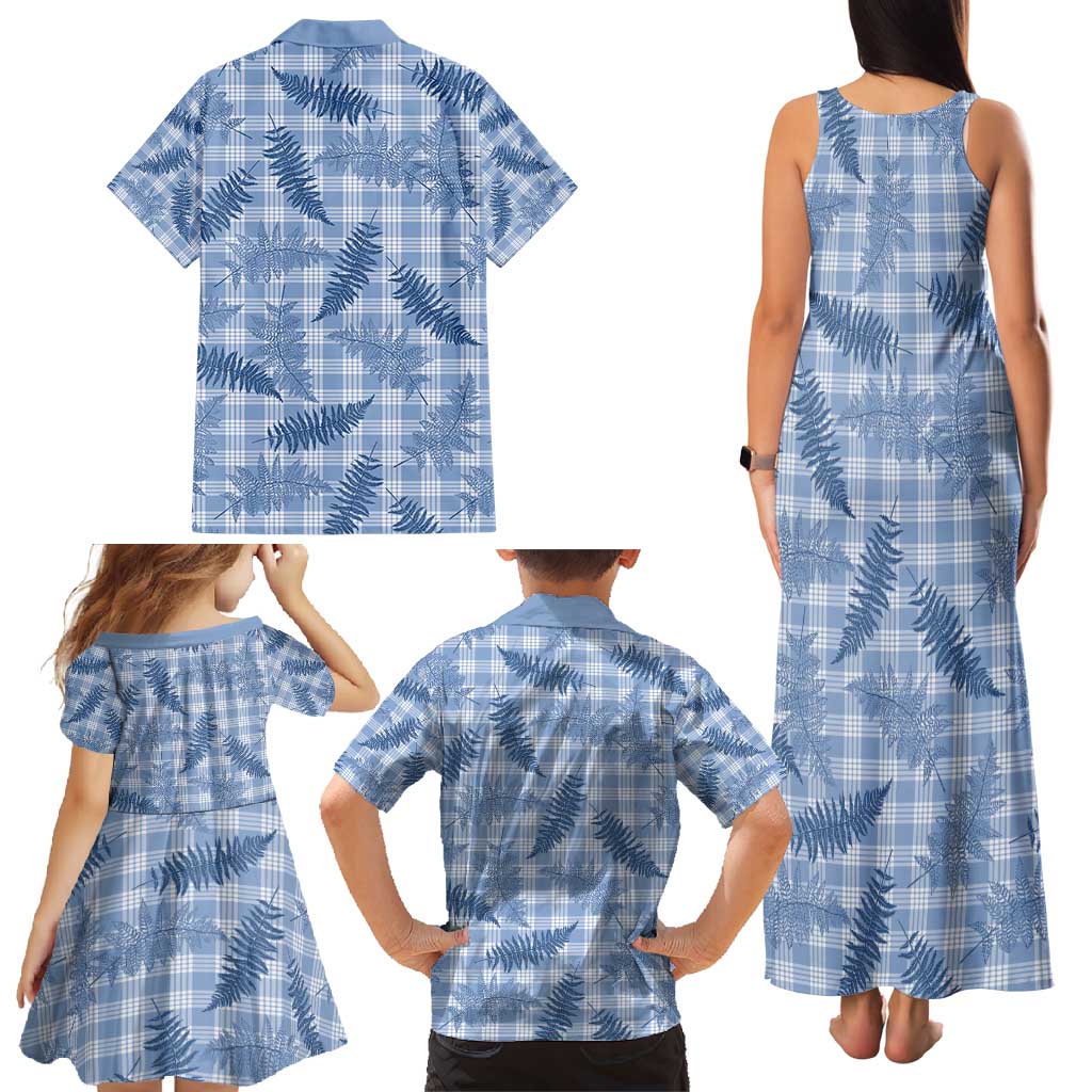 Blue Palaka Hawaii Palapalai Family Matching Tank Maxi Dress and Hawaiian Shirt Hawaiian Fern - Polynesian Pride