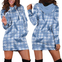 Blue Palaka Hawaii Palapalai Hoodie Dress Hawaiian Fern - Polynesian Pride
