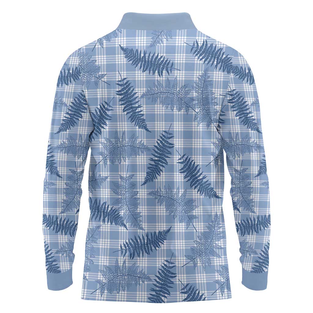 Blue Palaka Hawaii Palapalai Long Sleeve Polo Shirt Hawaiian Fern LT14 - Polynesian Pride