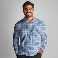 Blue Palaka Hawaii Palapalai Long Sleeve Polo Shirt Hawaiian Fern LT14 - Polynesian Pride
