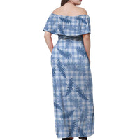 Blue Palaka Hawaii Palapalai Off Shoulder Maxi Dress Hawaiian Fern - Polynesian Pride