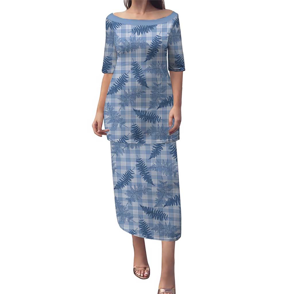 Blue Palaka Hawaii Palapalai Puletasi Hawaiian Fern LT14 Long Dress Blue - Polynesian Pride