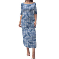Blue Palaka Hawaii Palapalai Puletasi Hawaiian Fern LT14 Long Dress Blue - Polynesian Pride