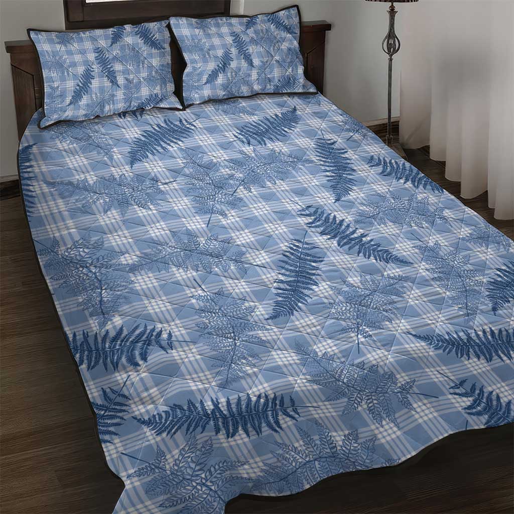Blue Palaka Hawaii Palapalai Quilt Bed Set Hawaiian Fern - Polynesian Pride
