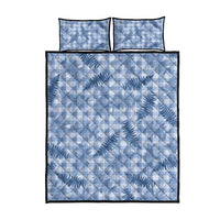 Blue Palaka Hawaii Palapalai Quilt Bed Set Hawaiian Fern - Polynesian Pride