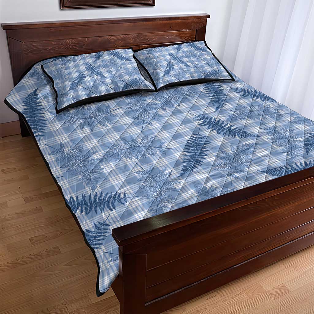 Blue Palaka Hawaii Palapalai Quilt Bed Set Hawaiian Fern - Polynesian Pride