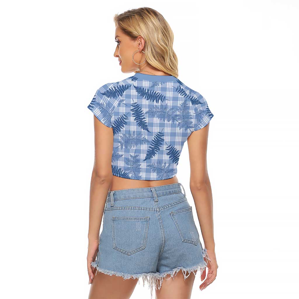 Blue Palaka Hawaii Palapalai Raglan Cropped T Shirt Hawaiian Fern LT14 - Polynesian Pride