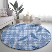 Blue Palaka Hawaii Palapalai Round Carpet Hawaiian Fern - Polynesian Pride