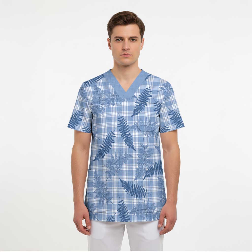 Blue Palaka Hawaii Palapalai Scrub Top Hawaiian Fern LT14 - Polynesian Pride