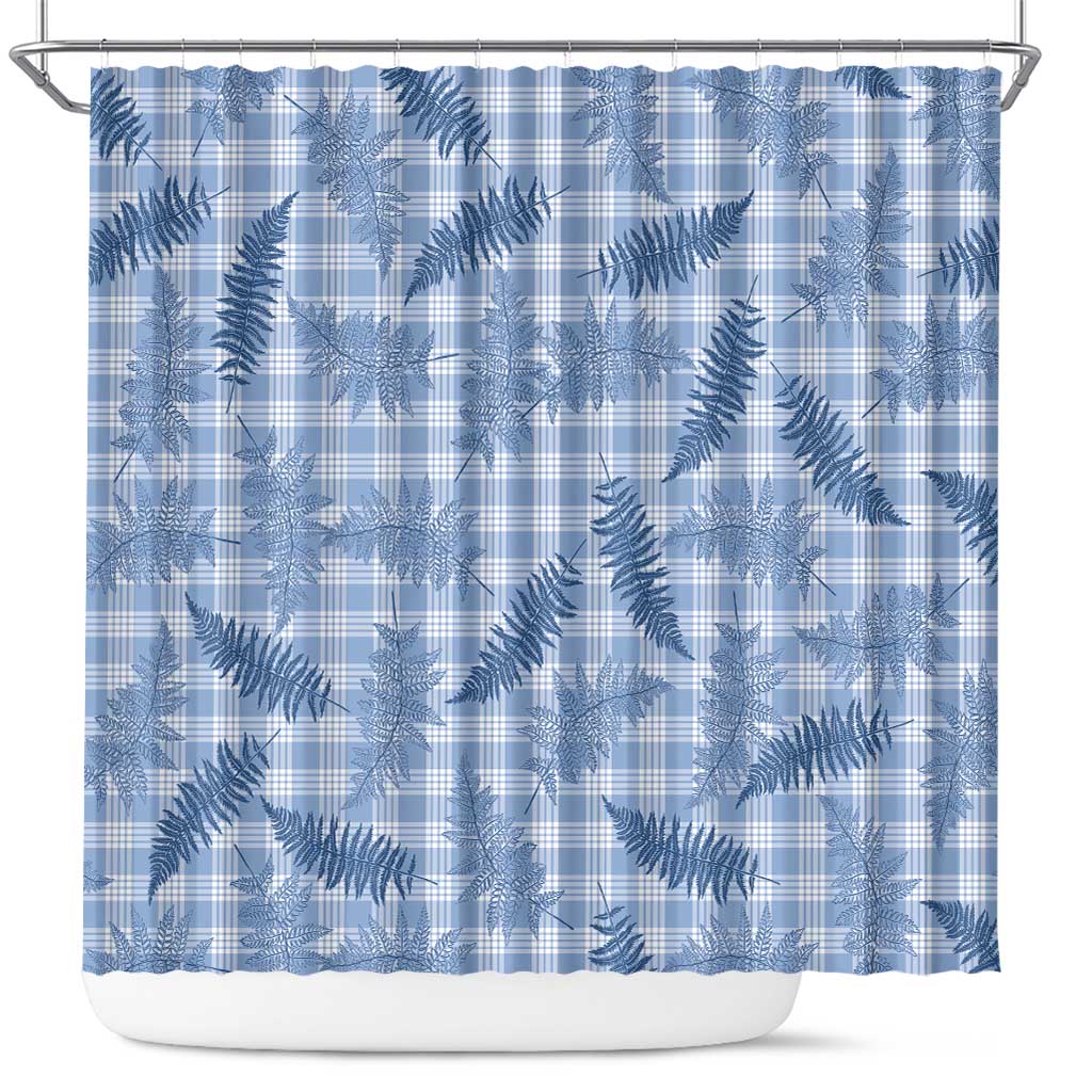 Blue Palaka Hawaii Palapalai Shower Curtain Hawaiian Fern - Polynesian Pride