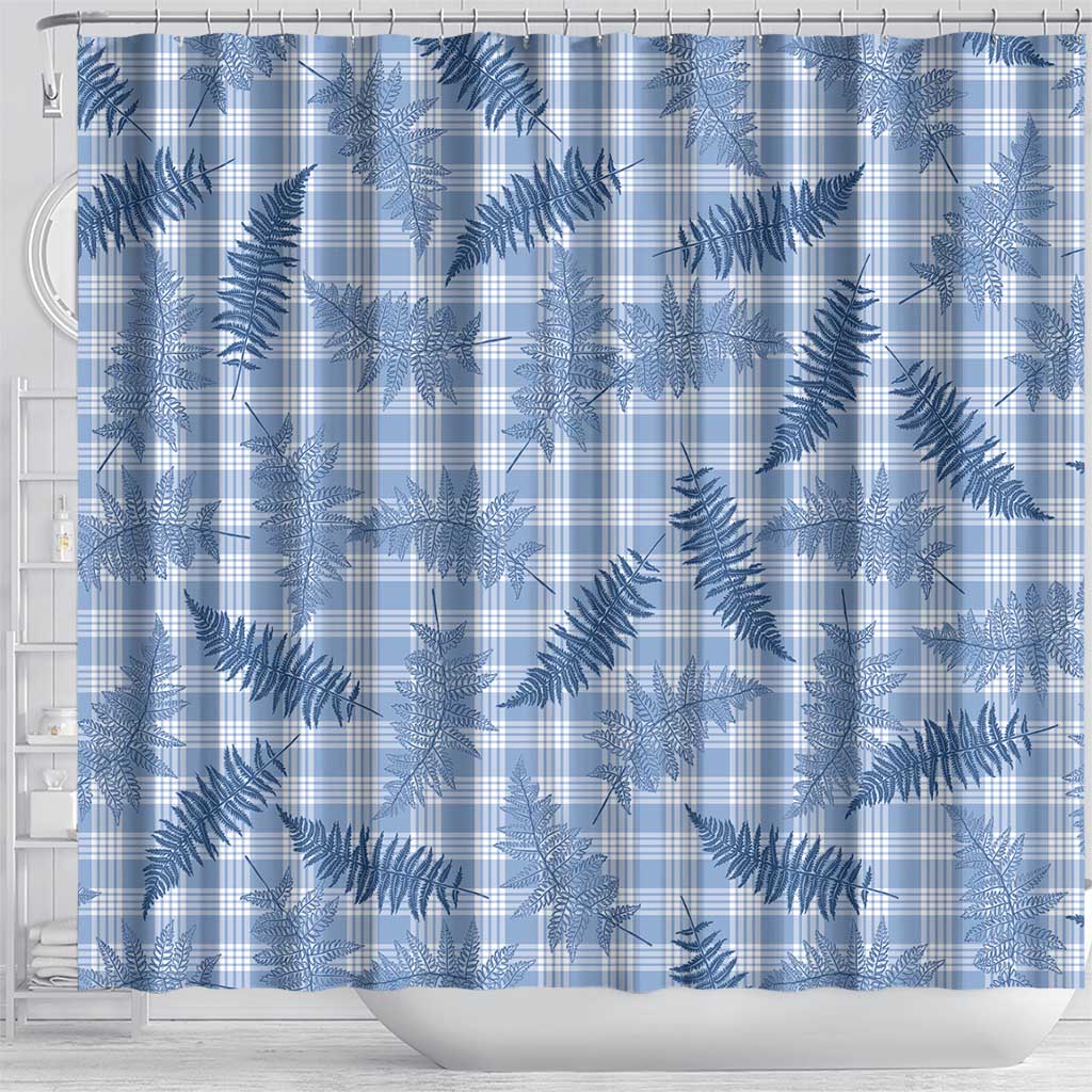 Blue Palaka Hawaii Palapalai Shower Curtain Hawaiian Fern - Polynesian Pride