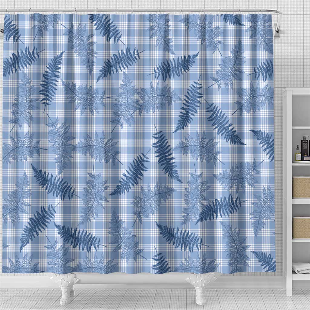 Blue Palaka Hawaii Palapalai Shower Curtain Hawaiian Fern - Polynesian Pride