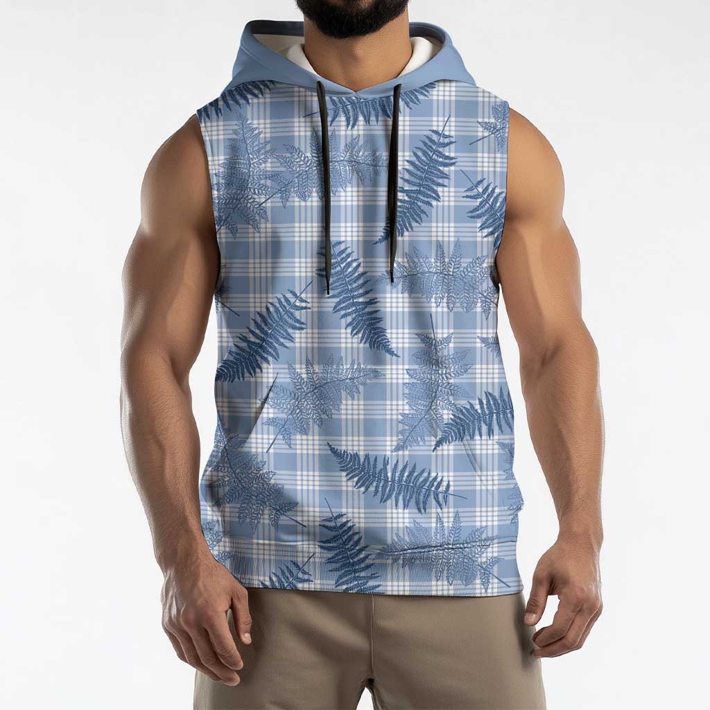 Blue Palaka Hawaii Palapalai Sleeveless Hoodie Hawaiian Fern LT14 - Polynesian Pride