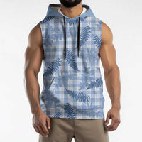 Blue Palaka Hawaii Palapalai Sleeveless Hoodie Hawaiian Fern LT14 - Polynesian Pride